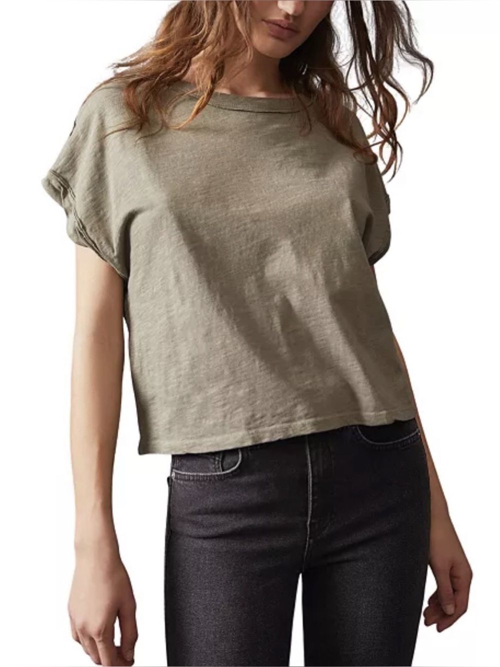 Free People We The Free You Rock Tee – Olive/Khaki – Size XS
